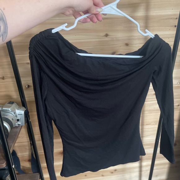 AFRM Black Asymmetrical Fitted Blouse - Picture 1 of 5